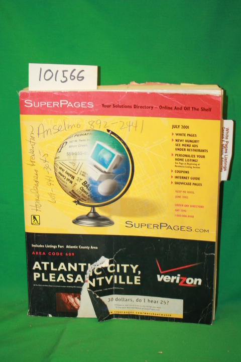 Verizon: SuperPages Atlantic City, Pleasantville Area Code 609 July 2001