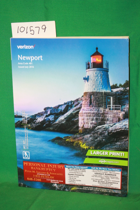 Verizon: Newport (RI) Phone Book Area Code 401 Issued July 2016