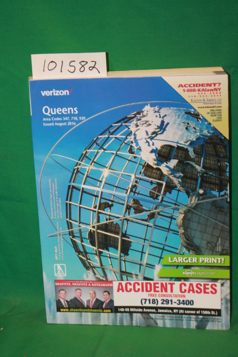 Verizon: Queens Yellow Pages Area Codes 347, 718, 929 Issued August 2016 Tele...