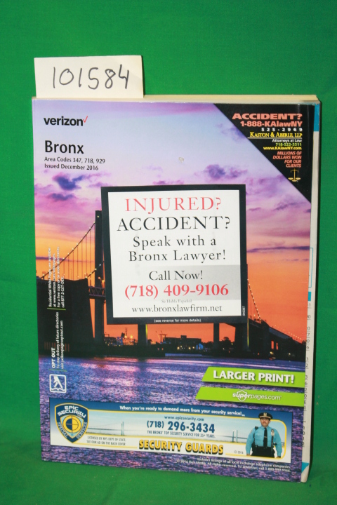 Verizon: Bronx Yellow Pages Area Codes 347, 718, 929 Issued December 2016 tel...