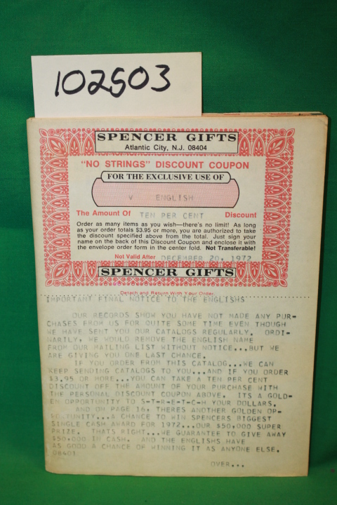 Spencer Gifts; Spencer, Mary Ann: Spencer Gifts 1972 Catalog