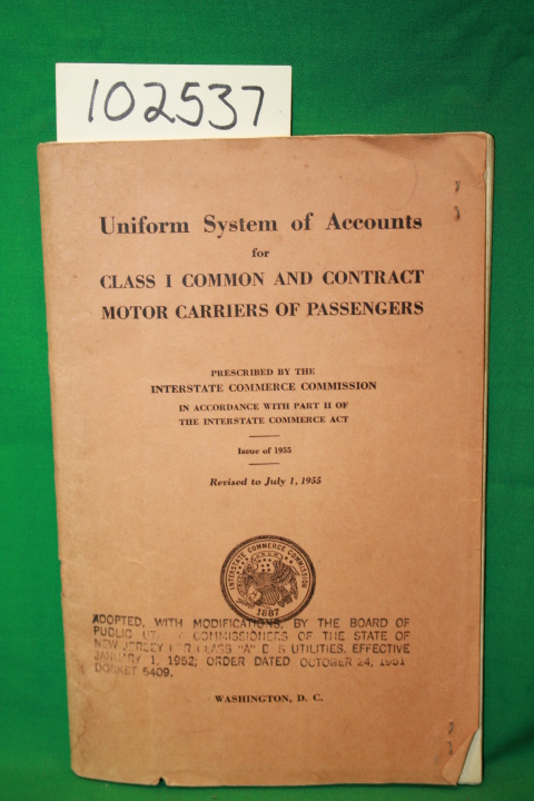 Interstate Commerce Commission: Uniform System of Accounts for Class I Common...