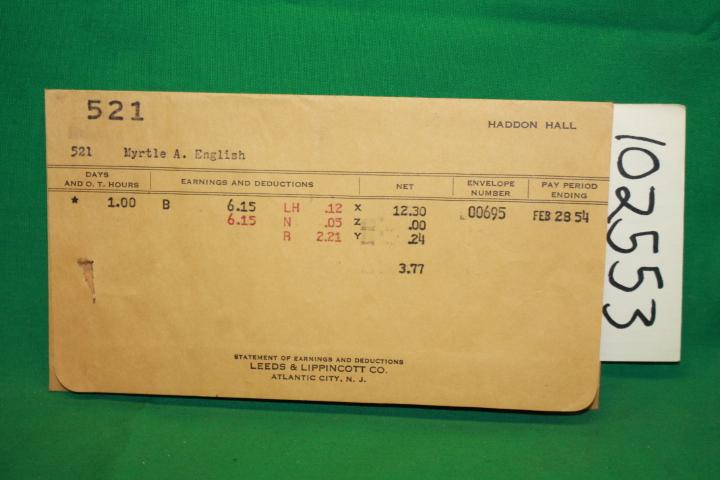 Leeds & Lippincott Co.; English, Myr...: Statement of Earnings and Deductions...