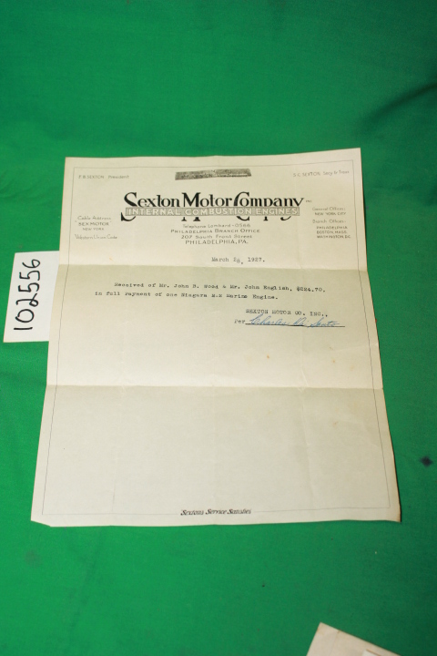 Sexton Motor Company: Sexton Motor Company Internal Combustion Engines reciep...