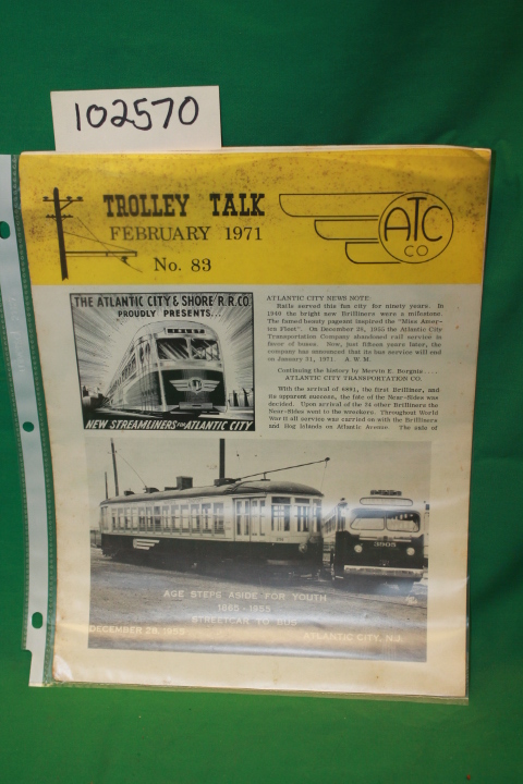 R. M. Wagner; Wagner, Birdella: Trolley Talk February 1971 No. 83 (Atlantic C...