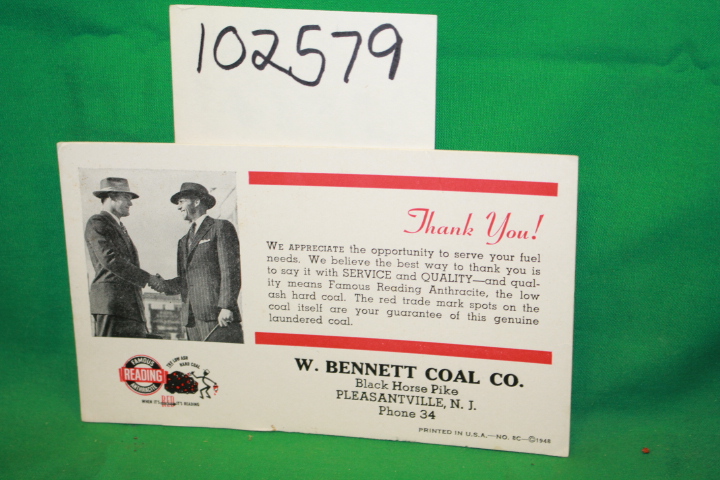 W. Bewnnett Coal Co.: Thank You Card from W. Bennett Coal Co. for business PL...