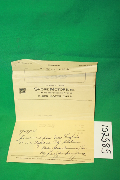 Shore Motors, Inc.: Reciept for Myrtle English from Shore Motors, Inc. ATLANT...