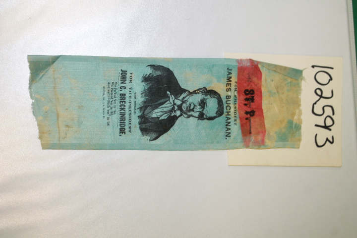 Buchanan, James; BRECKINRIDGE, JOHN C.: Campaign Ribbon for James Buchanan BR...