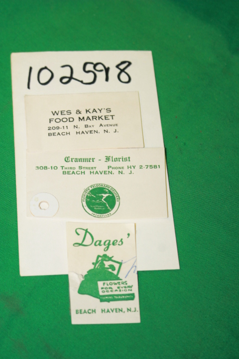 Wes & Kay's Food Market; Dages' Flow...: 3 small advertising cards from diffe...