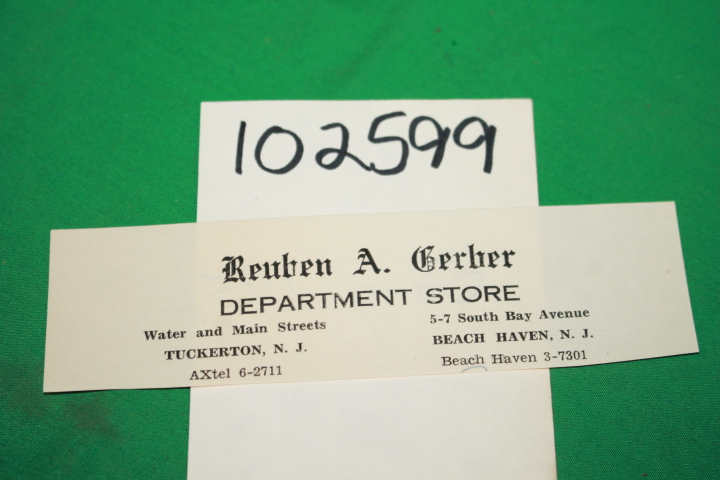 Reuben A. Gerber Department Store: Advertising Card From Reuben A. Gerber Dep...