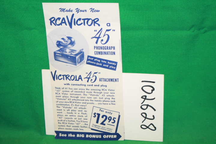 RCA Victor: RCA Victor Victrola  45  Attachment Advertising Card