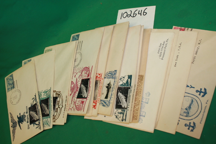 U.S.S. Mindoro: 18 Postmarked Envelopes, Various Canceled Stamps all From U. ...