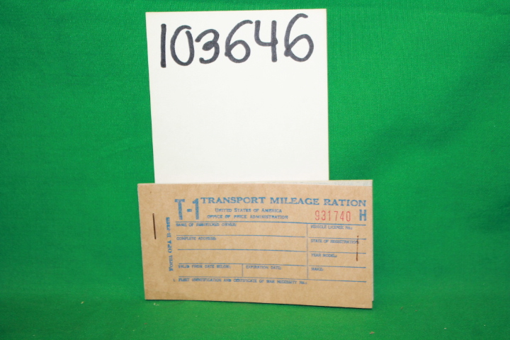 USA Office of Price: Transport Mileage Ration Stamps #931740 H