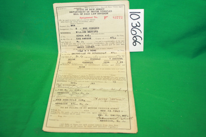 Motor Vehicle Division: State of New Jersey Department of Motor Vehicles Bill...