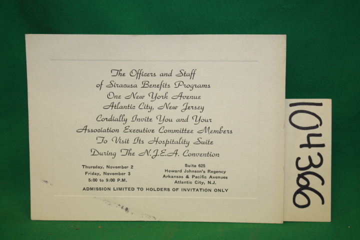 Siracusa Benefits: Siracusa Benefit N.J.E.A. Convention Invitation NEW JERSEY...