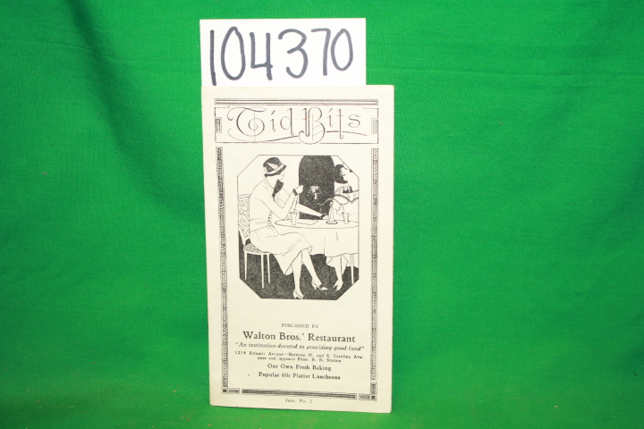 Walton Bros.: Walton Bros.' Trifold Restaurant Pamphlet ATLANTIC CITY, NJ.