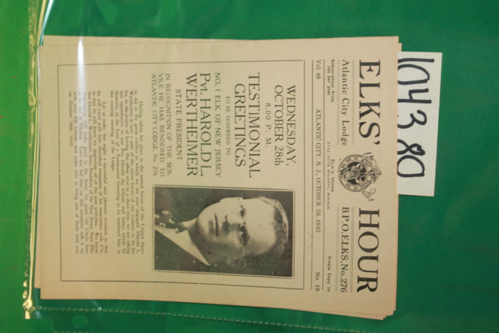 Elks' Hour: Elks' Hour Atlantic City Lodge Testimonial Greeting Booklet