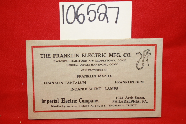 Truitt, Thomas G.; Henry A.: The Franklin Electric MFG. Co. Advertisement Car...