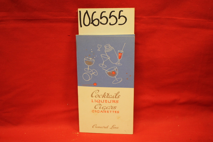 Cunard Line: Cunard Line Tri  Fold-Out Drink Cocktails Menu Queen Elizabeth  ...
