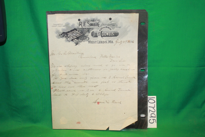 Swain and Reed: West Leeds, Me. Letter July 27 1896
