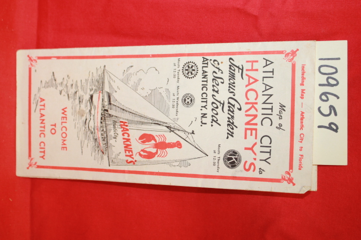 HACKNEY'S: MAP OF ATLANTIC CITY TO HACKNEY'S FAMOUS GARDEN OF SEAFOOD BROCHURE