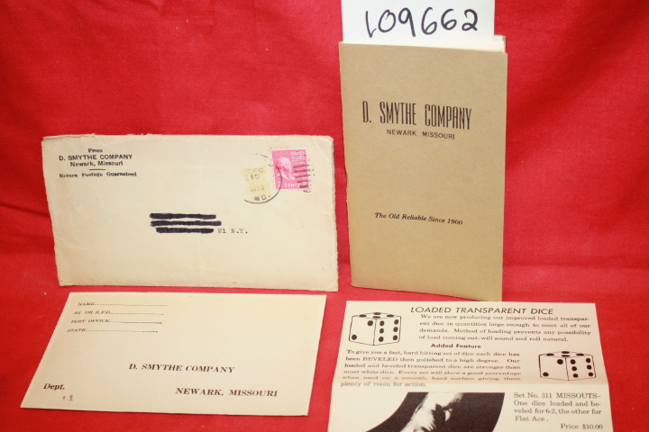 D. SMYTHE COMPANY: LOADED DICE, MARKED DECKS OF CARDS, LUMINOUS CARDS, INK AN...