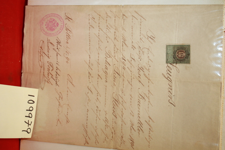 BURMETLER, JOSEPH: Letter to Josef Burmetler from the St. Pölten Cooperative ...