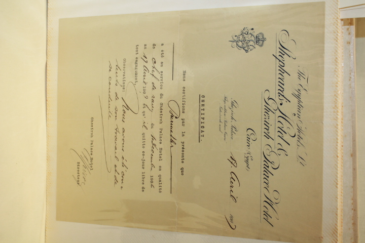 BURMETLER, JOSEPH: LETTER FROM THE SHEPHEARD'S HOTEL & GHEZIREH PALACE HOTEL ...