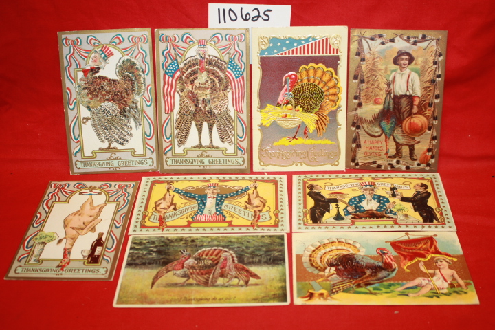 Raphael Tuck & Sons: Uncle Sam Thanksgiving Postcards (9 total)