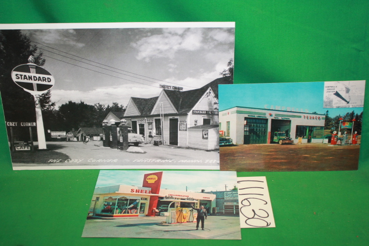 Shell, Standard Oil, Texaco: 3 Reproduction Photographs of Old Gas Stations S...
