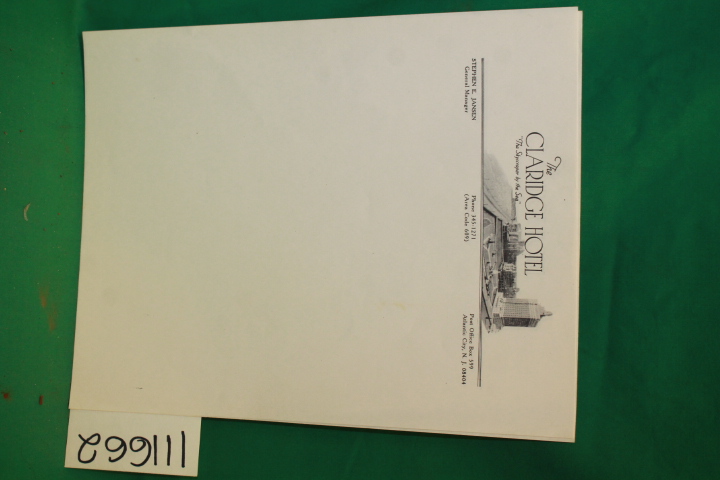 Claridge Hotel: Claridge Hotel Letterhead Single Sheet OF  Paper