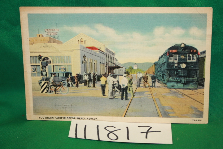 Genuine Curteich-Chicago: Southern Pacific Depot, Reno, Nevada Post Card