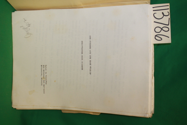 Gilmore, Christopher Cook: One Hundred and One More Stories Typed Manuscript